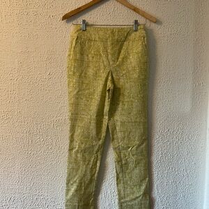 MarlaWynne Yellow-White Patterned Slim Pants